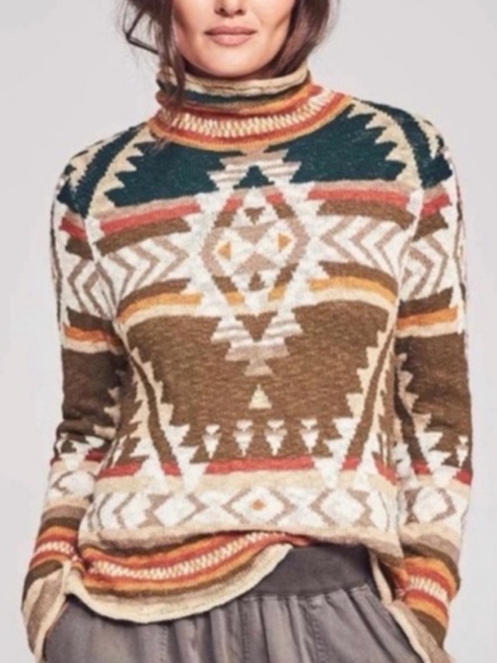 Faherty Women’s Aberdeen Aztec Mock Neck Sweater